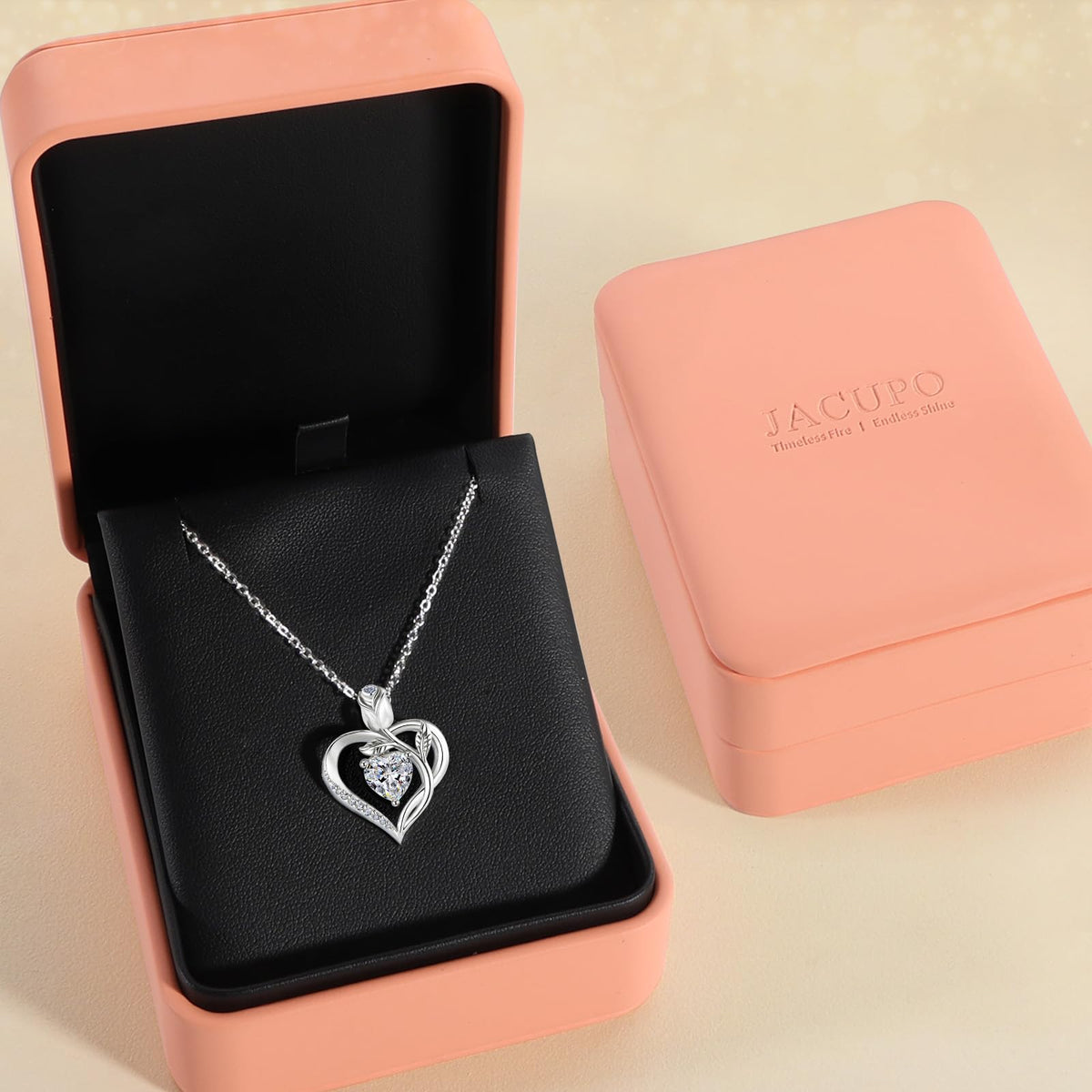 Women's Heart Pendant Necklace – 1.2CT Moissanite or Lab-Grown Sapphire, Ruby & Emerald