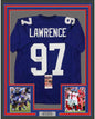 Framed Autographed/Signed Dexter Lawrence 35x39 New York Blue Football Jersey JSA COA