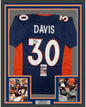 Framed Autographed/Signed Terrell Davis HOF 17 35x39 Denver Blue Football Jersey JSA COA