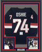 Framed Autographed/Signed TJ T.J. Oshie 35x39 United States USA Blue Olympics Hockey Jersey Beckett BAS COA