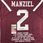 Autographed/Signed Johnny Manziel 12 Heisman Texas A&M Maroon Stat College Football Jersey JSA COA