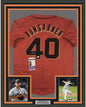 Framed Autographed/Signed Madison Bumgarner 35x39 San Francisco Orange Baseball Jersey JSA COA