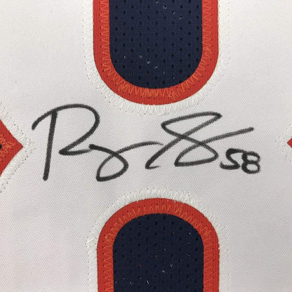 Framed Autographed/Signed Roquan Smith 35x39 Chicago Blue Football Jersey JSA COA