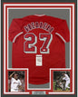 Framed Autographed/Signed Vladimir Vlad Guerrero 35x39 Los Angeles LA Anaheim Red Baseball Jersey JSA COA