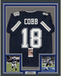 Framed Autographed/Signed Randall Cobb 35x39 Dallas Dark Blue Football Jersey JSA COA