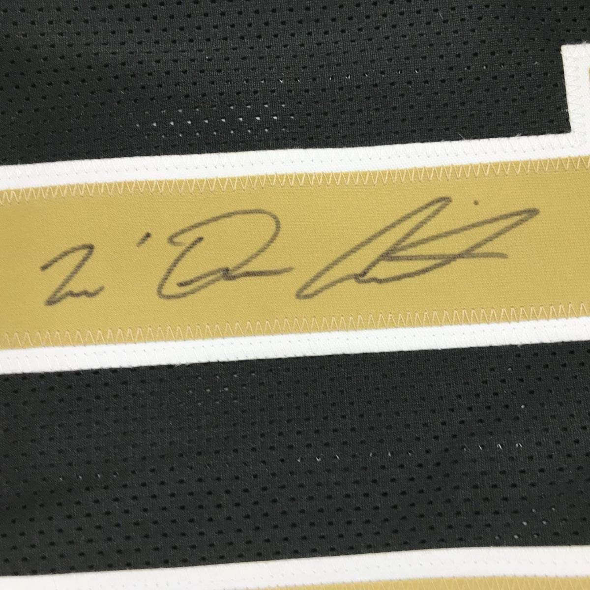 Framed Autographed/Signed Tre'Quan Smith 35x39 New Orleans Black Football Jersey JSA COA