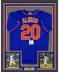 Framed Autographed/Signed Pete Alonso 35x39 New York Blue Baseball Jersey Beckett BAS COA