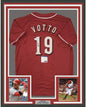 Framed Autographed/Signed Joey Votto 35x39 Cincinnati Red Baseball Jersey JSA COA