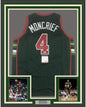 Framed Autographed/Signed Sidney Moncrief 35x39 Milwaukee Green/Red Basketball Jersey PSA/DNA COA