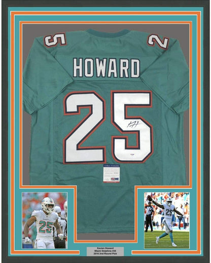 Framed Autographed/Signed Xavien Howard 35x39 Miami Teal Football Jersey PSA/DNA COA
