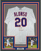 Framed Autographed/Signed Pete Alonso 35x39 New York Mets Authentic Pinstripe Nike Baseball Jersey Fanatics COA
