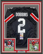 Framed Autographed/Signed JK J.K. Dobbins 35x39 Ohio State Black College Football Jersey JSA COA