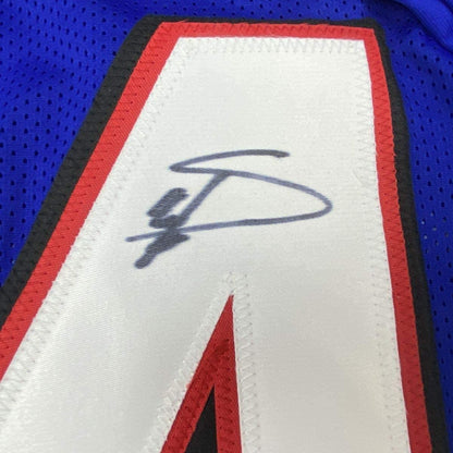 Framed Autographed/Signed Stefon Diggs 35x39 Buffalo Blue Football Jersey Beckett BAS COA