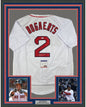 Framed Autographed/Signed Xander Bogaerts 35x39 Boston White Baseball Jersey PSA/DNA COA