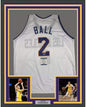 Framed Autographed/Signed Lonzo Ball 35x39 Los Angeles White Basketball Jersey Beckett BAS COA