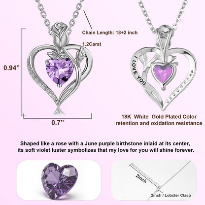 Women's Heart Pendant Necklace – 1.2CT Moissanite or Lab-Grown Sapphire, Ruby & Emerald