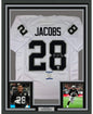 Framed Autographed/Signed Josh Jacobs 35x39 Las Vegas Oakland White Football Jersey Beckett BAS COA
