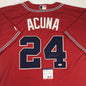 Autographed/Signed Ronald Acuna Jr. Atlanta Red Baseball Jersey PSA/DNA COA