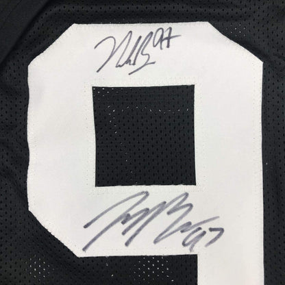 Framed Autographed/Signed Nick & Joey Bosa Brothers 35x39 Ohio State Black College Football Jersey JSA COA