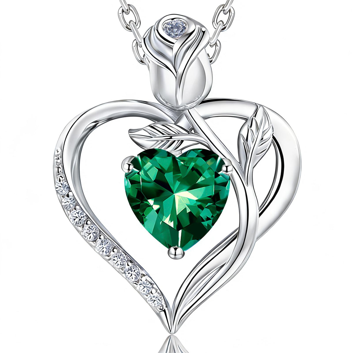 Women's Heart Pendant Necklace – 1.2CT Moissanite or Lab-Grown Sapphire, Ruby & Emerald