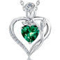 Women's Heart Pendant Necklace – 1.2CT Moissanite or Lab-Grown Sapphire, Ruby & Emerald