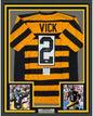 Framed Autographed/Signed Michael Mike Vick 35x39 Pittsburgh Bumble Bee Football Jersey PSA/DNA COA