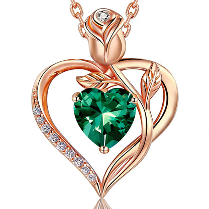 Women's Heart Pendant Necklace – 1.2CT Moissanite or Lab-Grown Sapphire, Ruby & Emerald