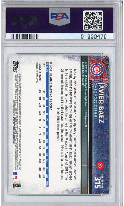 Graded 2015 Topps Javier Baez #315 Rookie RC Baseball Card PSA 10 Gem Mint