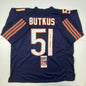 Autographed/Signed Dick Butkus HOF 79 Chicago Blue Football Jersey JSA COA