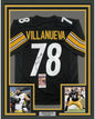 Framed Autographed/Signed Alejandro Villanueva 35x39 Pittsburgh Black Football Jersey JSA COA