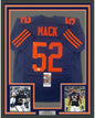 Framed Autographed/Signed Khalil Mack 35x39 Chicago Retro Blue Football Jersey JSA COA