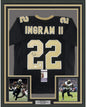Framed Autographed/Signed Mark Ingram II 35x39 New Orleans Black Football Jersey JSA COA