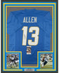 Framed Autographed/Signed Keenan Allen 35x39 Los Angeles LA 2020 Powder Blue Football Jersey JSA COA