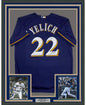 Framed Autographed/Signed Christian Yelich 35x39 Milwaukee Blue Baseball Jersey Beckett BAS COA