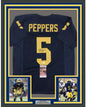 Framed Autographed/Signed Jabrill Peppers 35x39 Michigan Blue College Football Jersey JSA COA