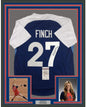 Framed Autographed/Signed Jennie Finch USA 35x39 Blue Team United States Softball Jersey JSA COA