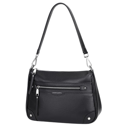Over Earth Soft Genuine Leather Crossbody Bags for Women Medium Shoulder Purses Hobo Handbags with Multi Pockets