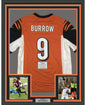 Framed Autographed/Signed Joe Burrow 35x39 Cincinnati Bengals Orange Authentic Nike Game Football Jersey Fanatics COA