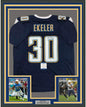 Framed Autographed/Signed Austin Ekeler 35x39 Los Angeles LA Dark Blue Football Jersey Beckett BAS COA