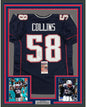 Framed Autographed/Signed Jamie Collins 35x39 New England Blue Football Jersey JSA COA