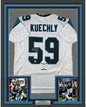Framed Autographed/Signed Luke Kuechly 35x39 Carolina White Football Jersey Beckett BAS COA