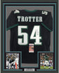 Framed Autographed/Signed Jeremiah Trotter 35x39 Philadelphia Black Football Jersey JSA COA