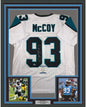 Framed Autographed/Signed Gerald McCoy 35x39 Carolina White Football Jersey Beckett BAS COA