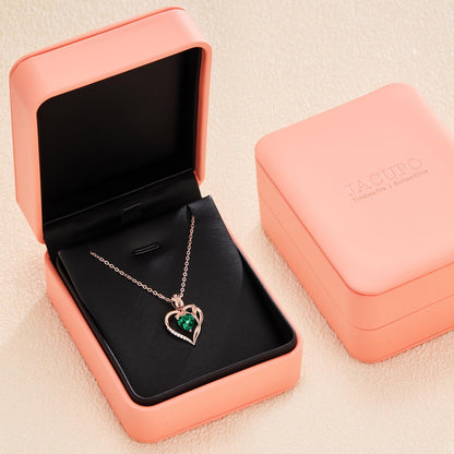 Women's Heart Pendant Necklace – 1.2CT Moissanite or Lab-Grown Sapphire, Ruby & Emerald