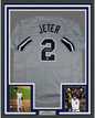 Framed Autographed/Signed Derek Jeter 35x39 New York Grey Baseball Jersey Steiner Sports COA Hologram Only
