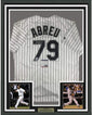 Framed Autographed/Signed Jose Abreu 35x39 Chicago Pinstripe Baseball Jersey PSA/DNA COA