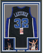Framed Autographed/Signed Christian Laettner 35x39 Duke Blue Devils Black College Basketball Jersey JSA COA