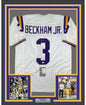 Framed Autographed/Signed Odell Beckham Jr. 35x39 LSU White College Football Jersey JSA COA