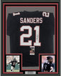 Framed Autographed/Signed Deion Sanders 35x39 Atlanta Black Football Jersey JSA COA
