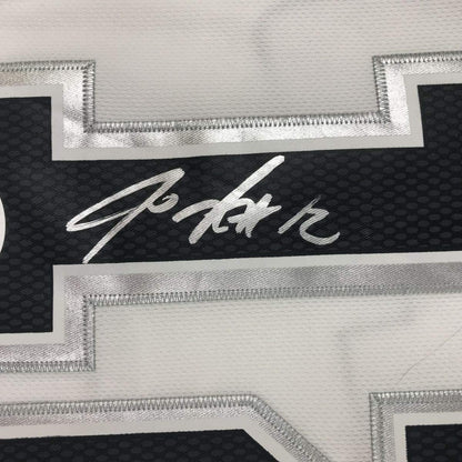 Framed Autographed/Signed LaMarcus Aldridge 35x39 San Antonio White Basketball Jersey JSA COA